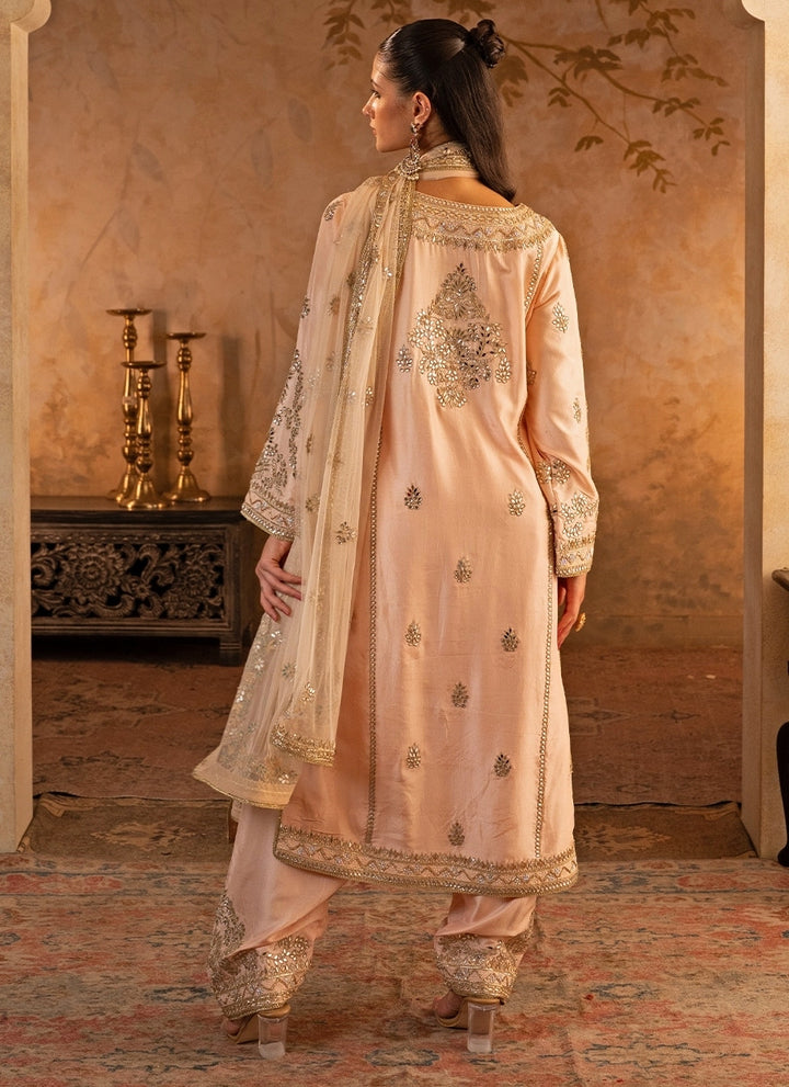 Peach Silk Kurta Pants Set