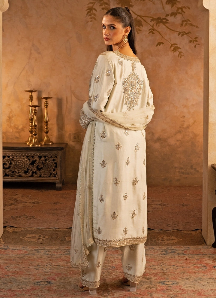 Muted Green Silk Kurta Pants Set
