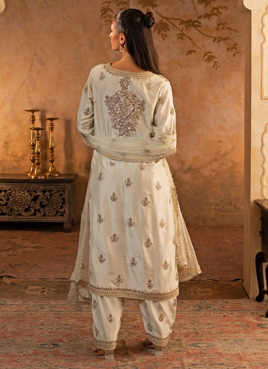 Muted Green Silk Kurta Pants Set