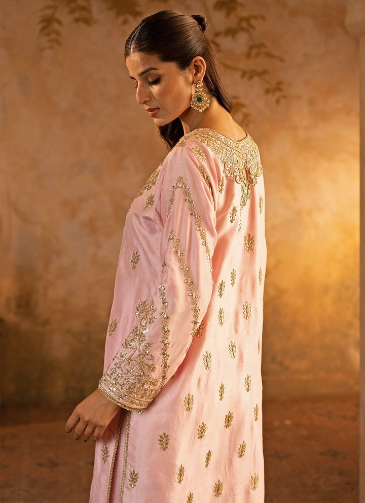 Blush Pink Silk Kurta Pants Set