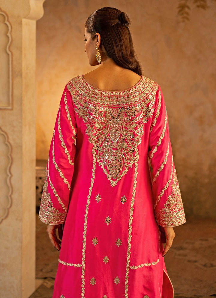 Hot Pink Silk Kurta Pants Set