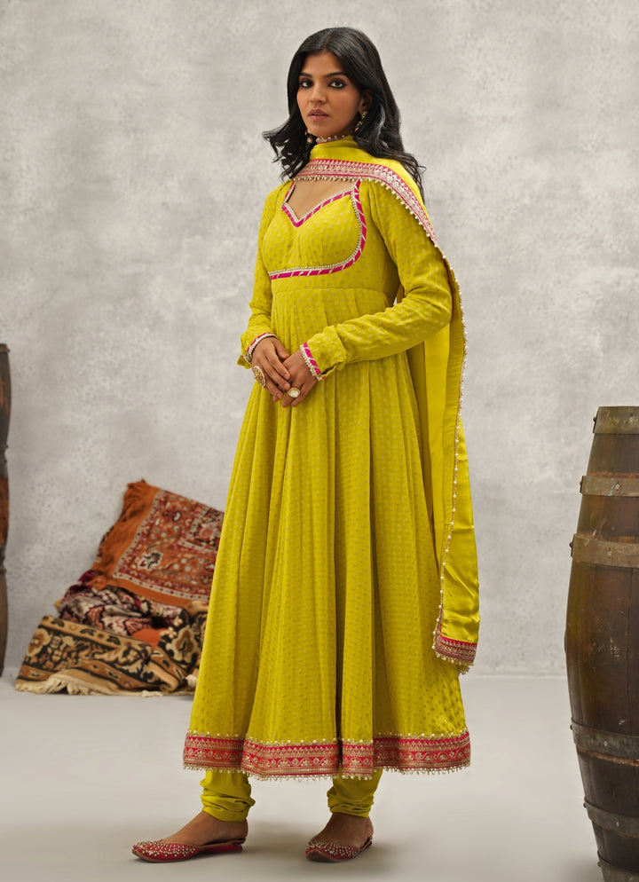 Lime Green Georgette Anarkali