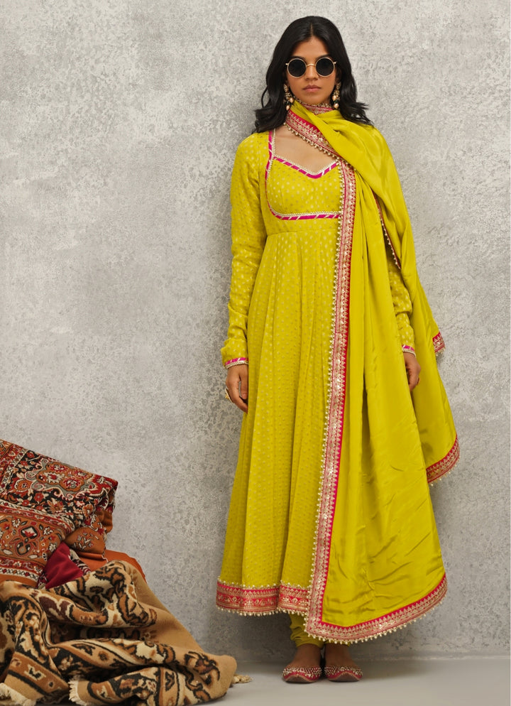 Lime Green Georgette Anarkali