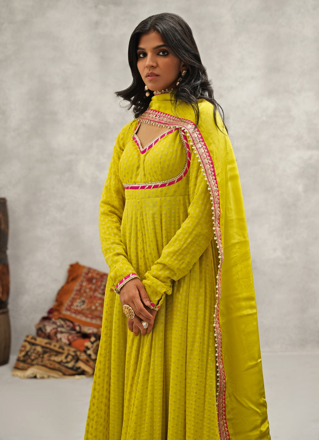 Lime Green Georgette Anarkali