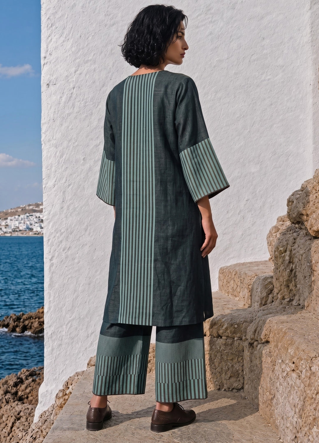 Bottle Green Linen Silk Co-Ord Set