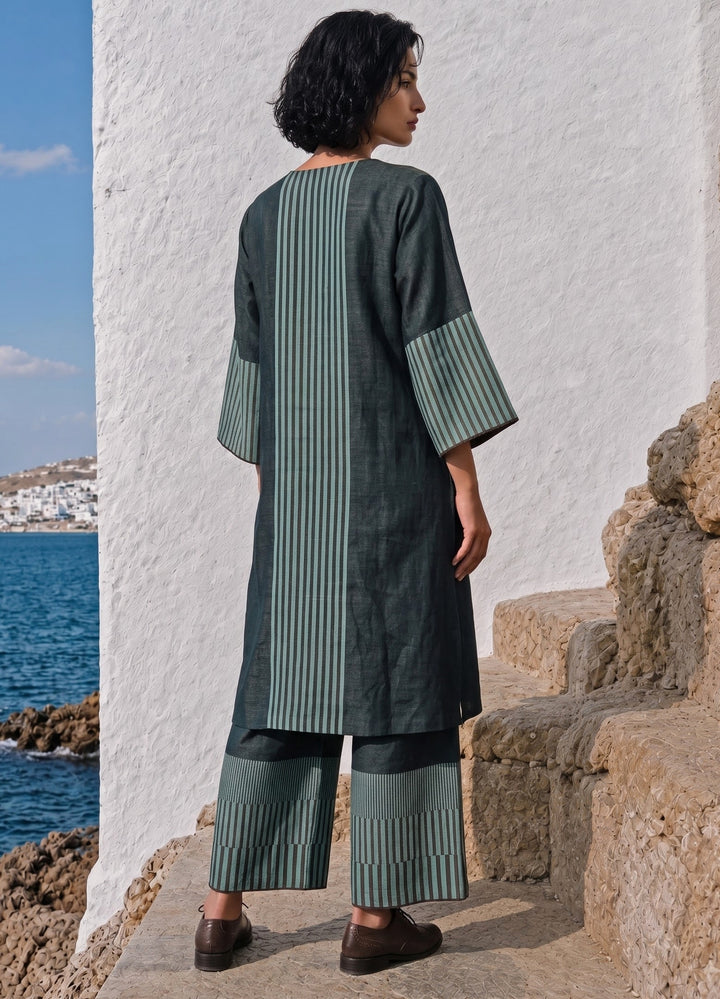 Bottle Green Linen Silk Co-Ord Set