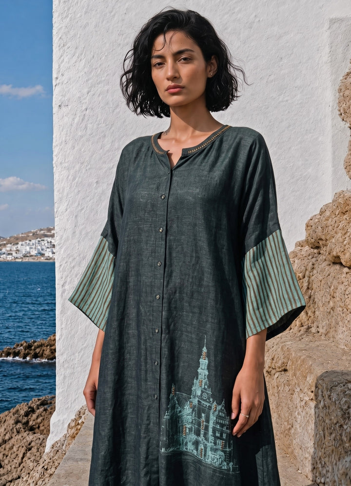 Bottle Green Linen Silk Co-Ord Set