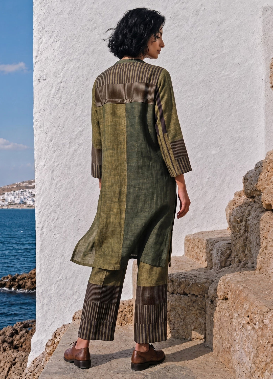 Green Linen Silk Co-Ord Set