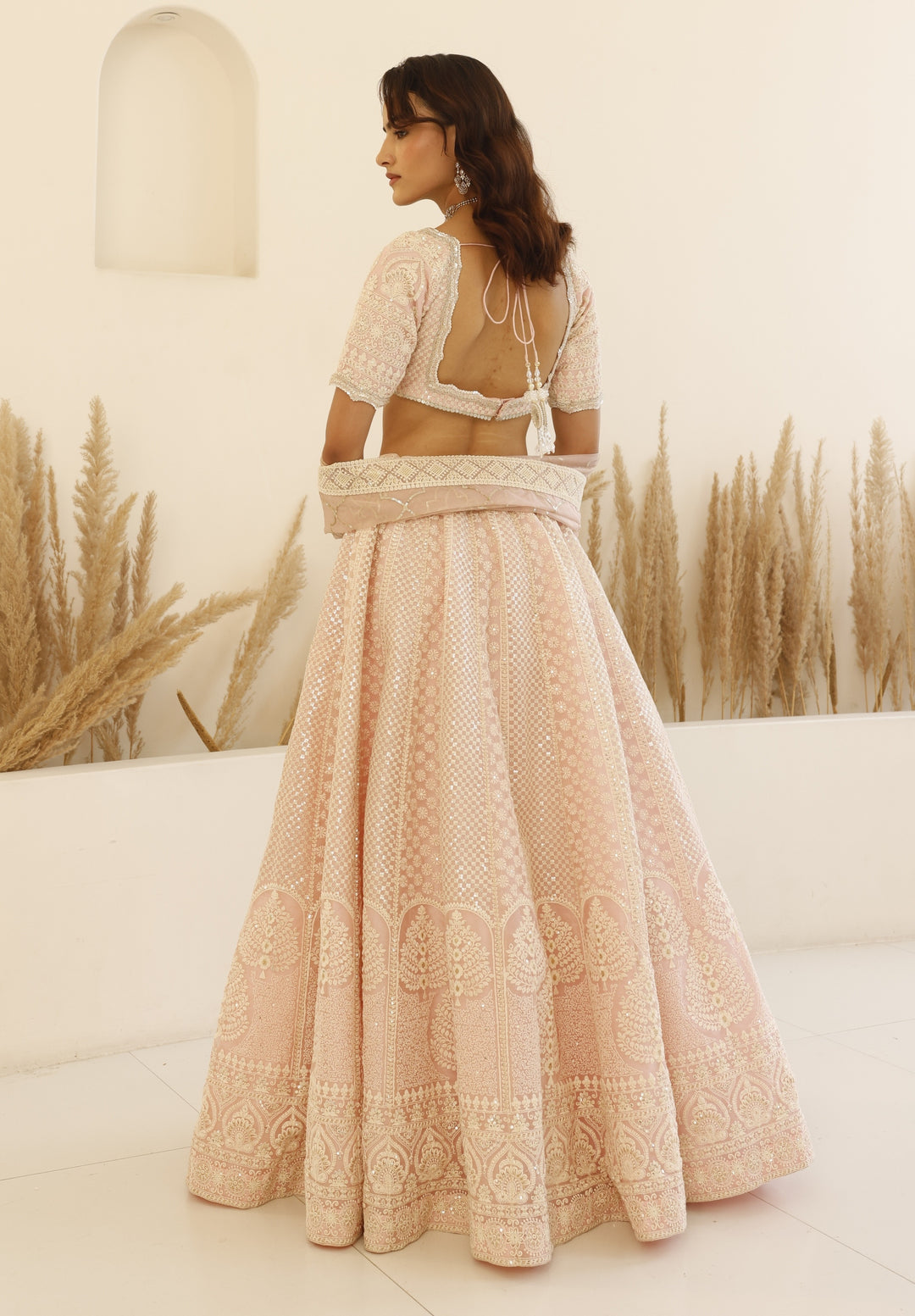 Blush Pink Chikankari Lehenga Set