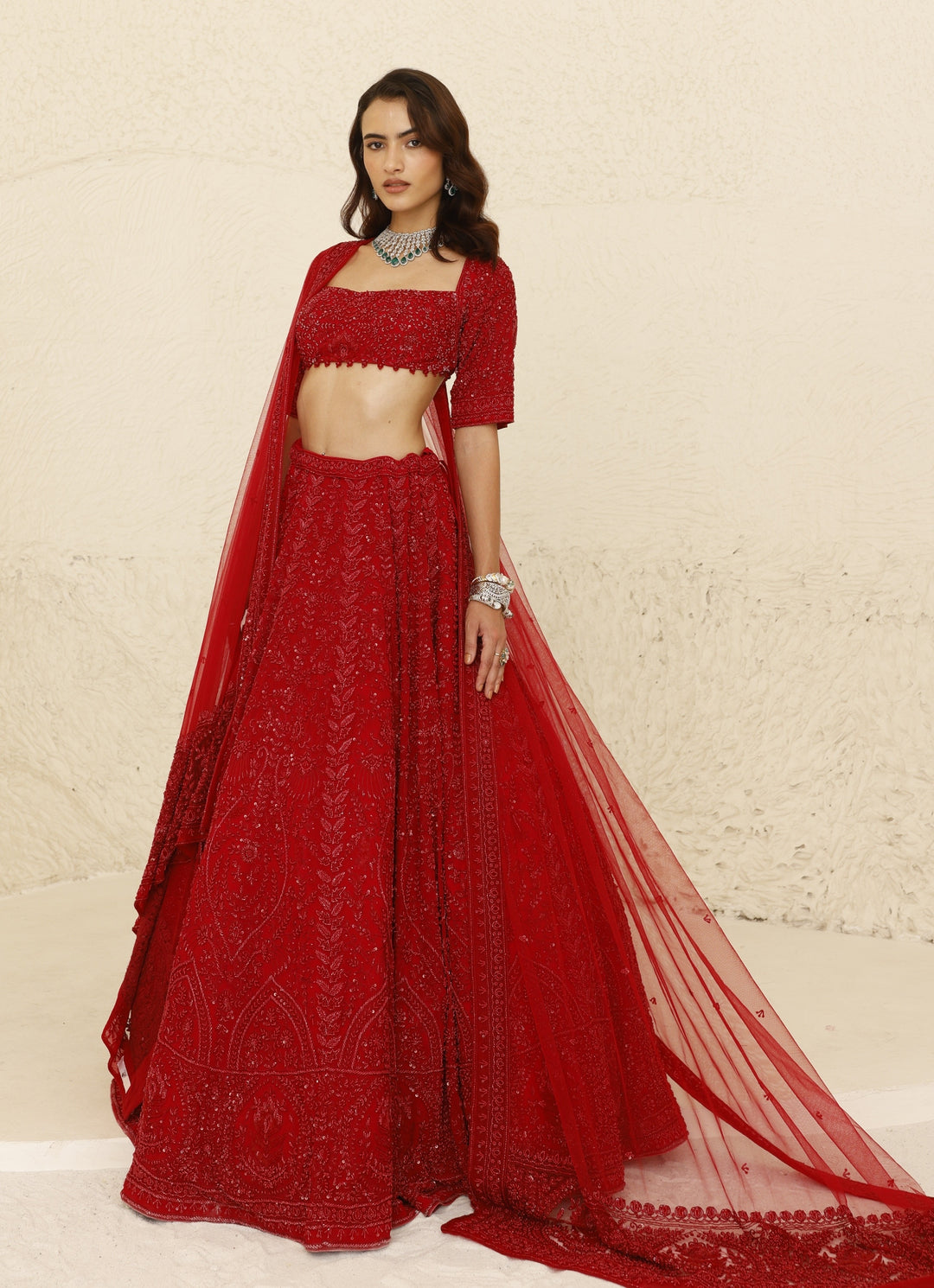 Crimson Red Bridal Lehenga Set