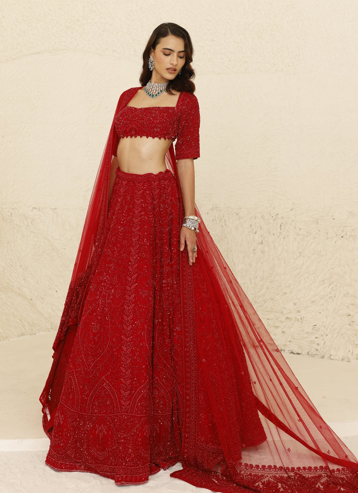 Crimson Red Bridal Lehenga Set