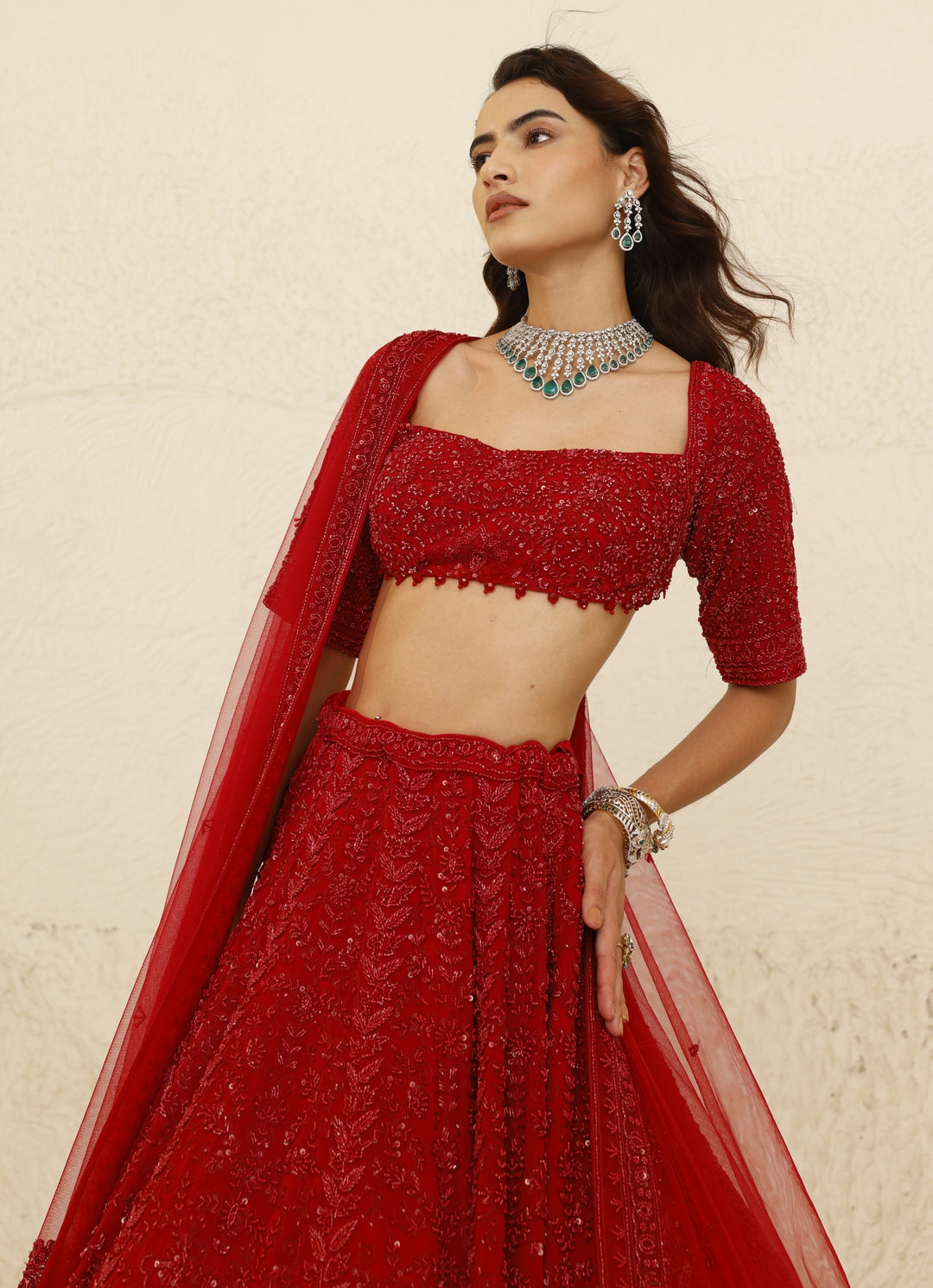 Crimson Red Bridal Lehenga Set