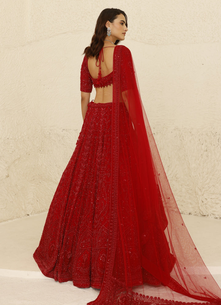 Crimson Red Bridal Lehenga Set