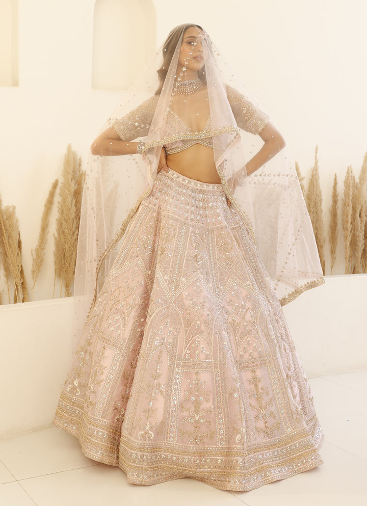 Pastel Rose Gold Bridal Lehenga Set