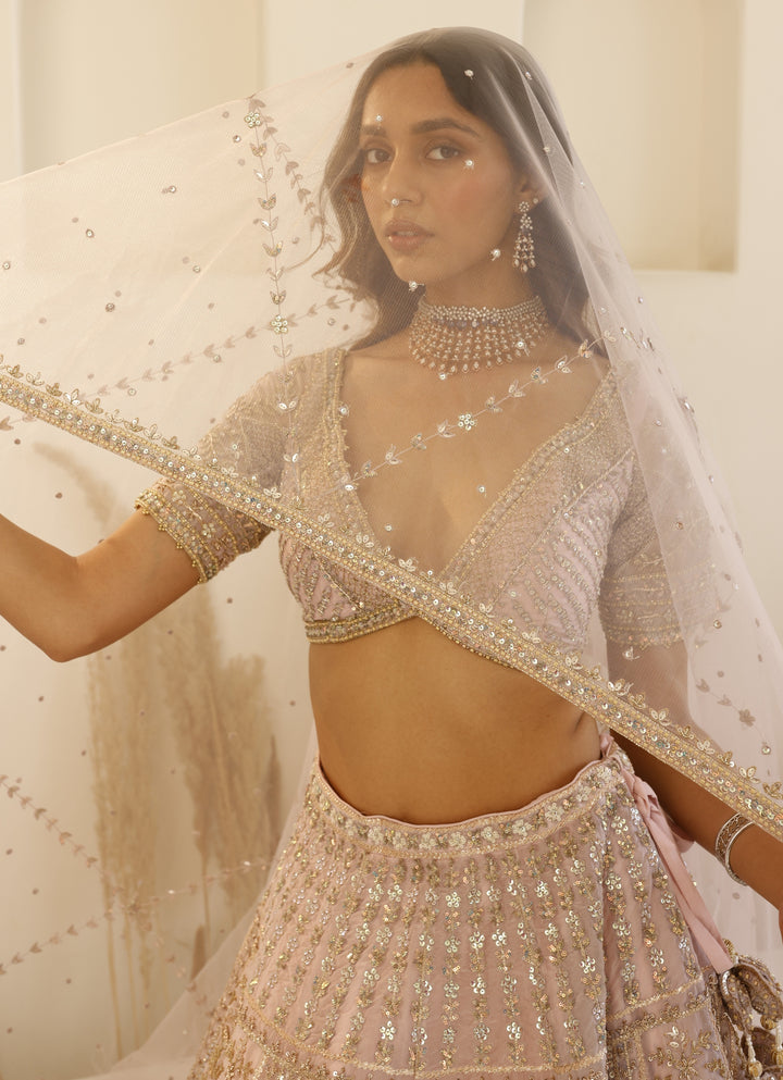 Pastel Rose Gold Bridal Lehenga Set
