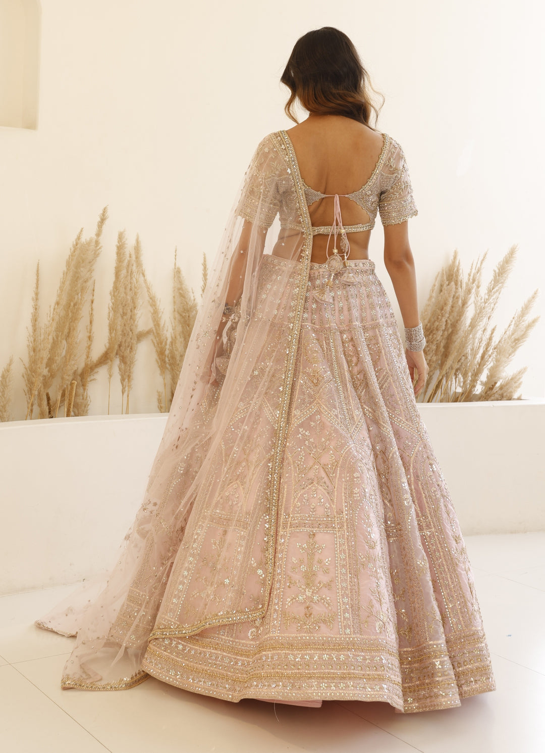 Pastel Rose Gold Bridal Lehenga Set