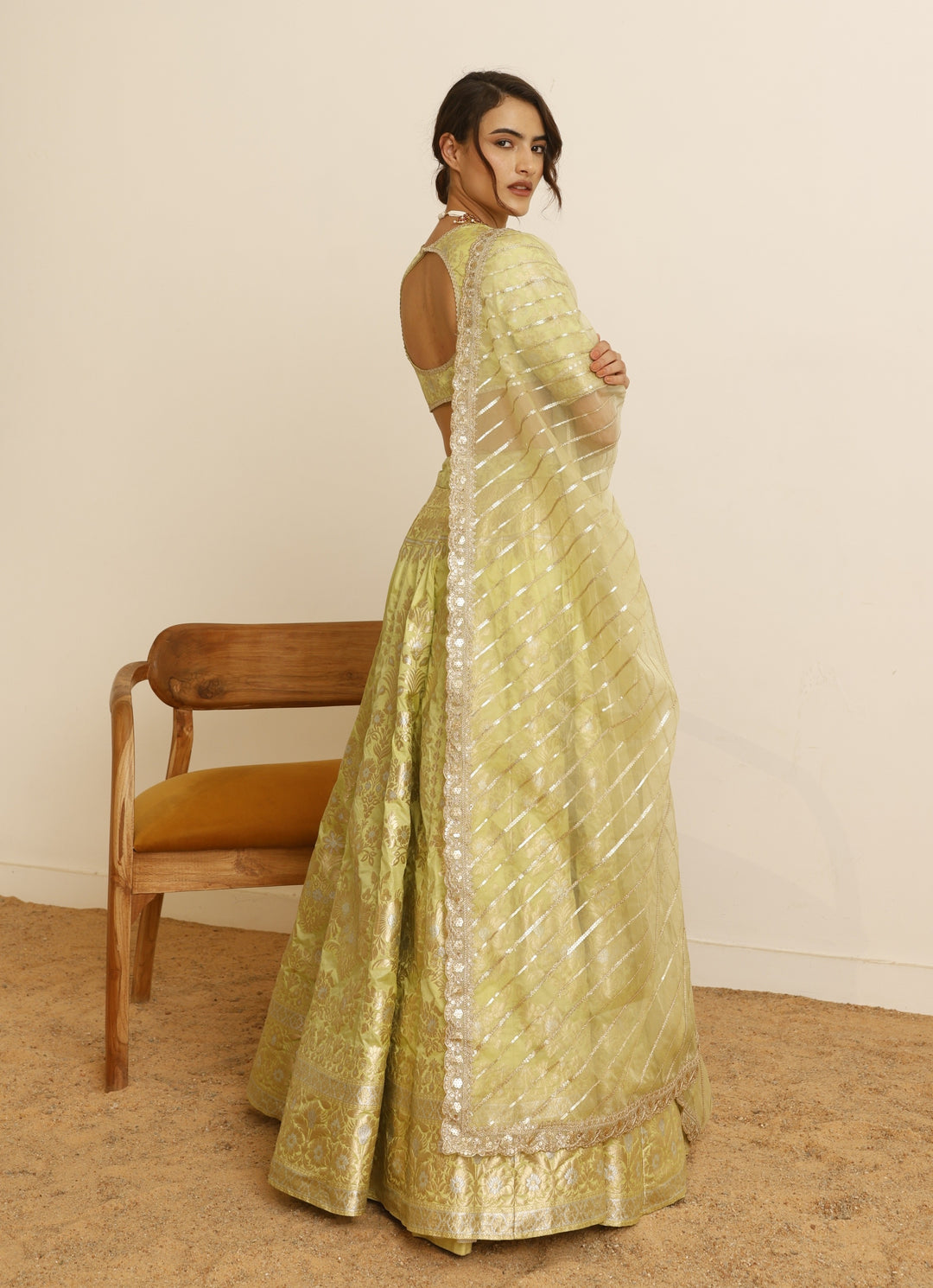 Lime Yellow Banarasi Lehenga