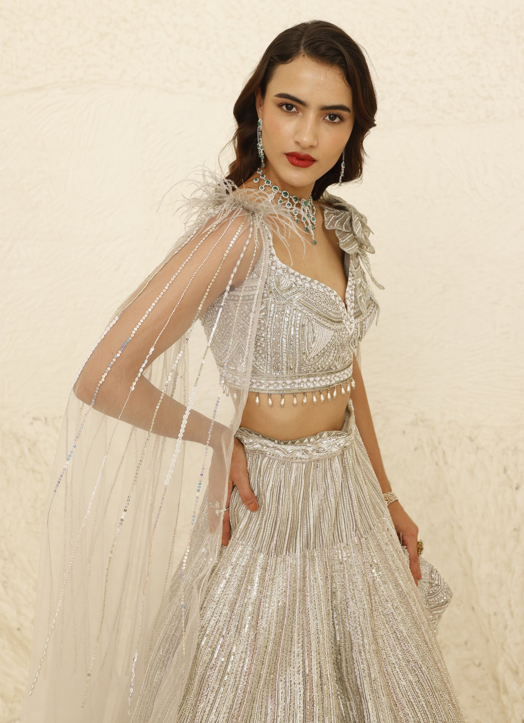 Ivory Bridal Embroidered Lehenga Set