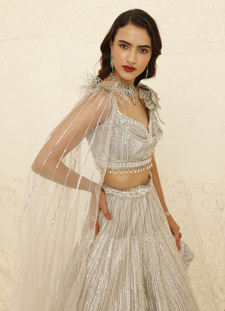 Ivory Bridal Embroidered Lehenga Set