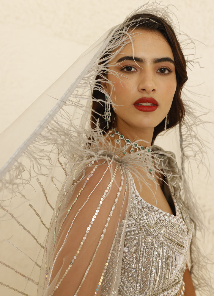 Ivory Bridal Embroidered Lehenga Set