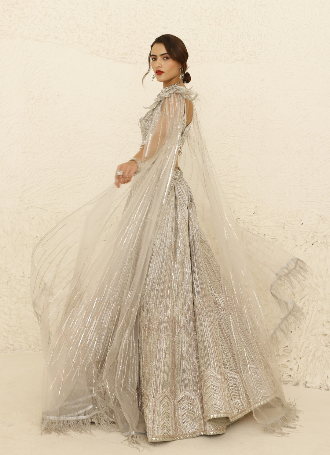 Ivory Bridal Embroidered Lehenga Set