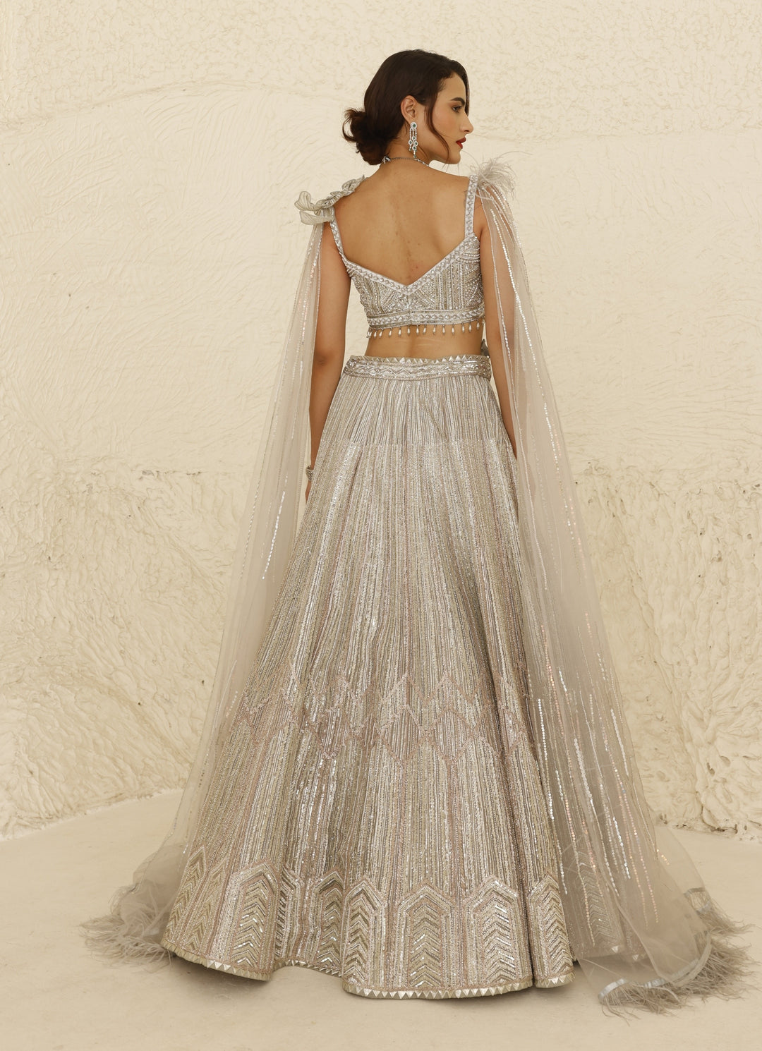 Ivory Bridal Embroidered Lehenga Set