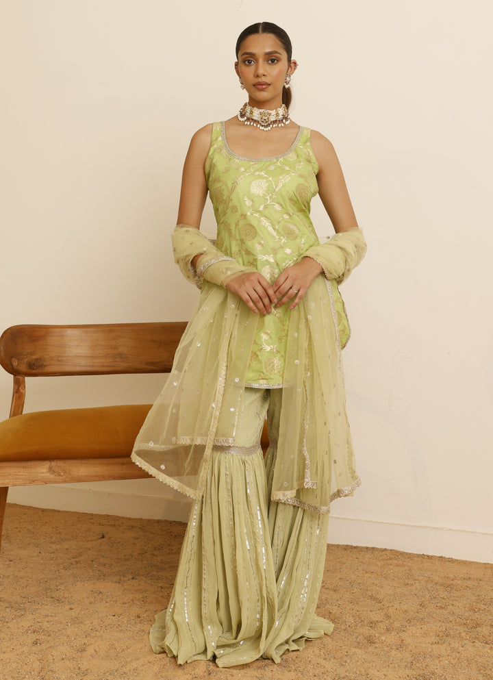 Mint Green Banarasi Sharara Set