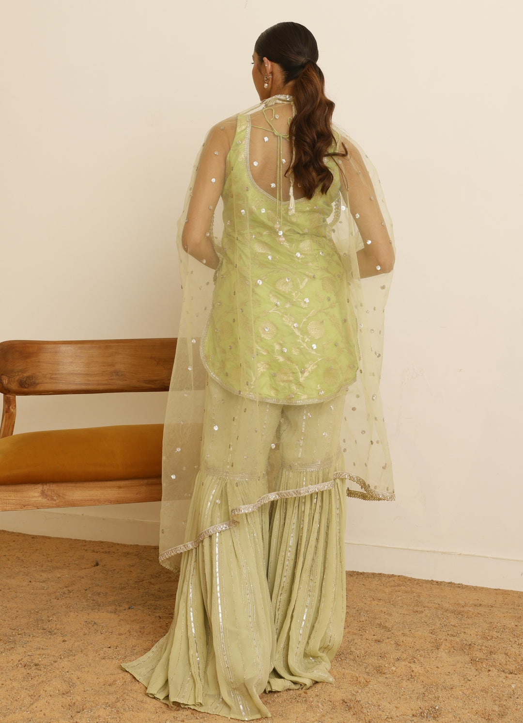 Mint Green Banarasi Sharara Set