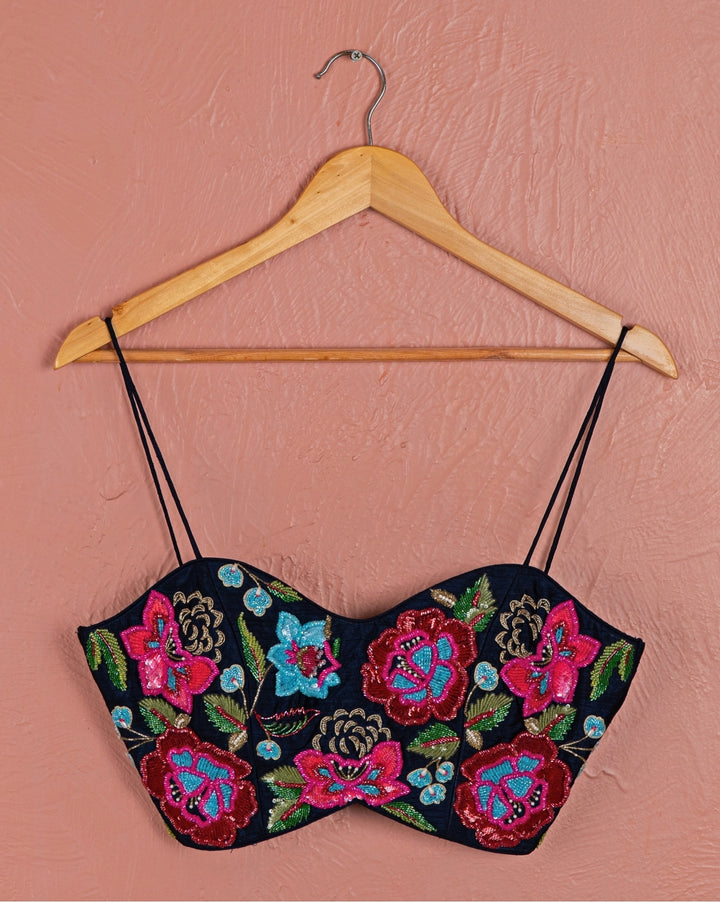 Maroon Red Silk Lehenga With Multicolor Blouse