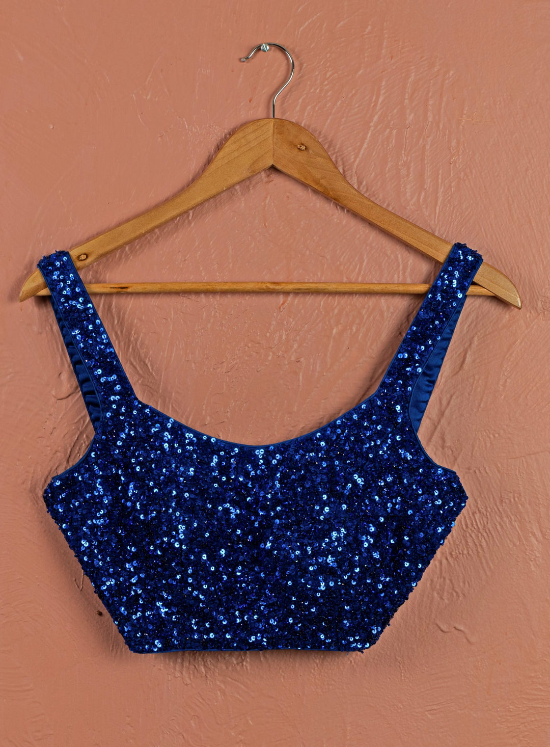 Cobalt Blue Silk Lehenga With Sequined Blouse Anisha Shetty - Fabilicious Fashion