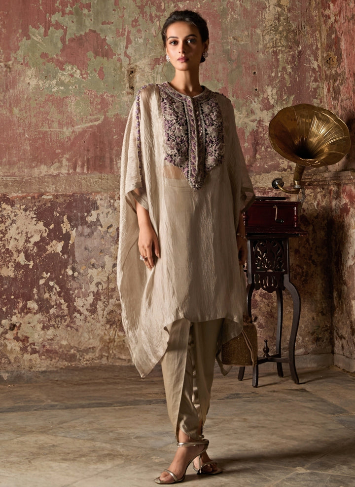 Silver Tissue Kaftan Pants Set