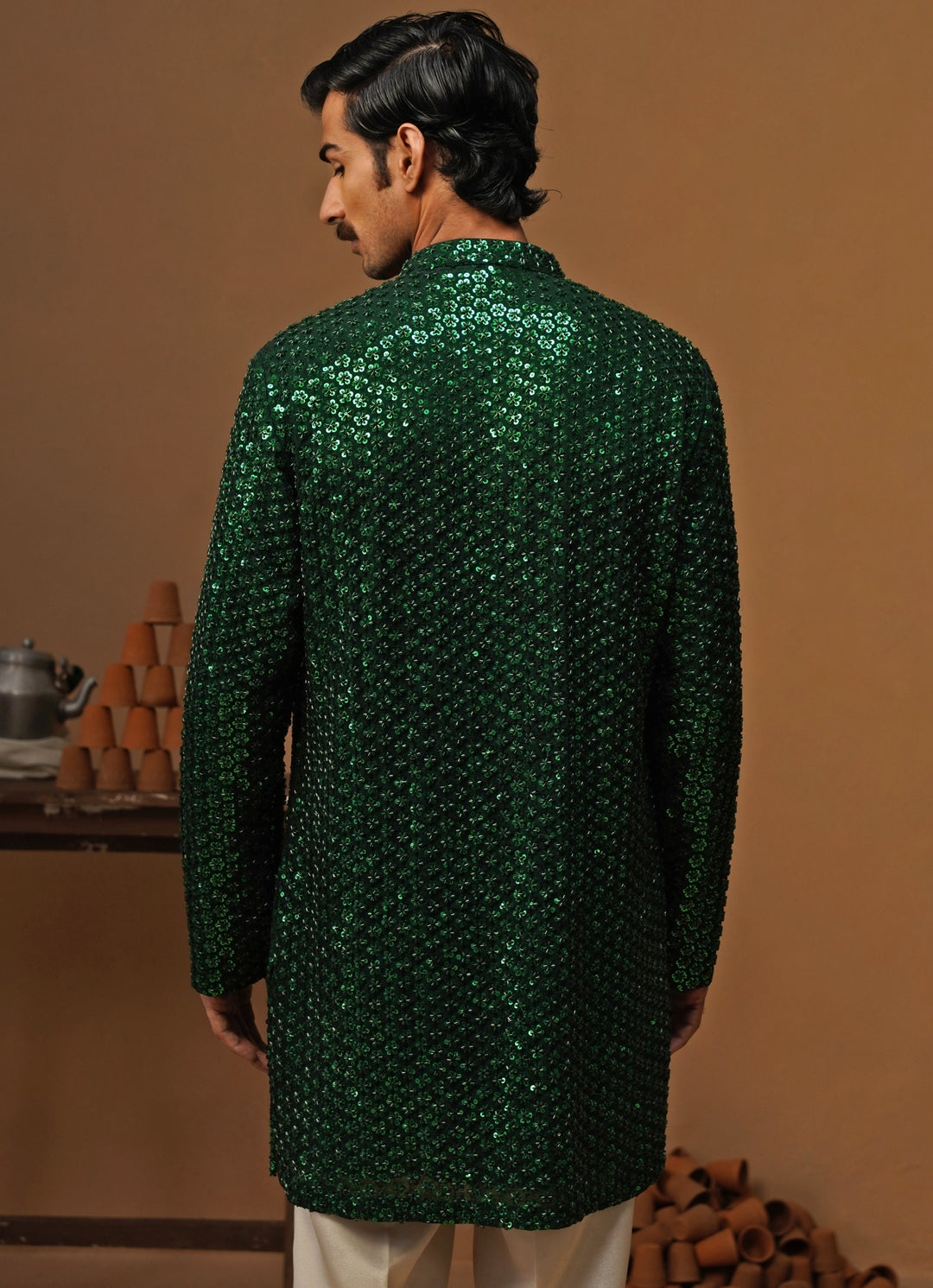 Emerald Green Georgette Short Kurta Set