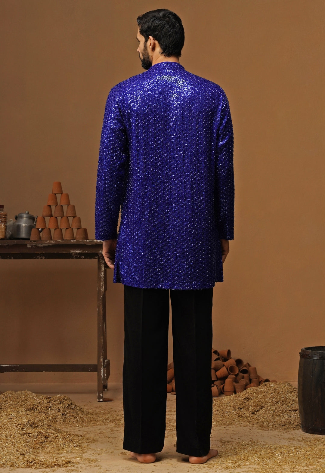 Royal Blue Georgette Short Kurta Set