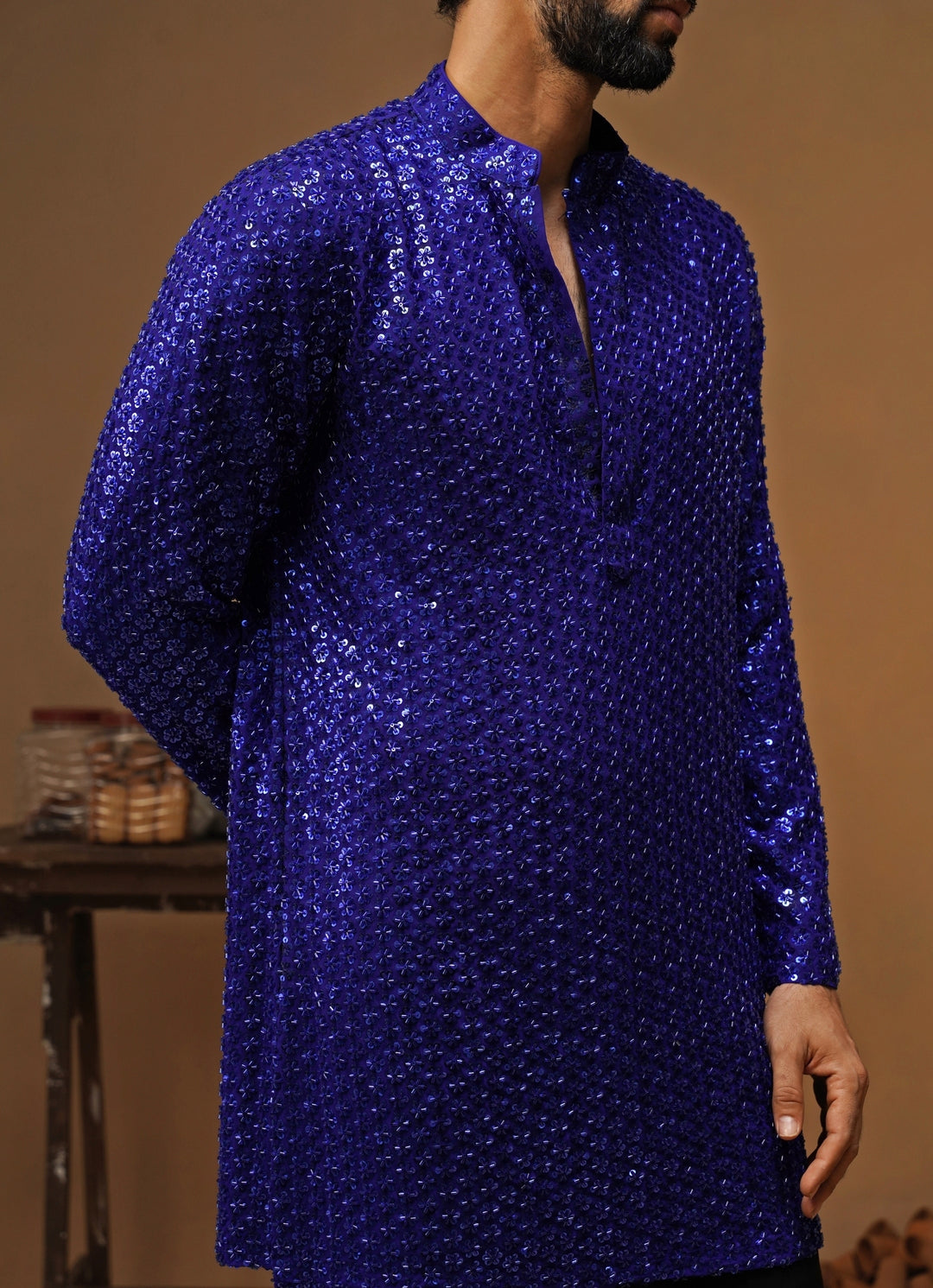 Royal Blue Georgette Short Kurta Set