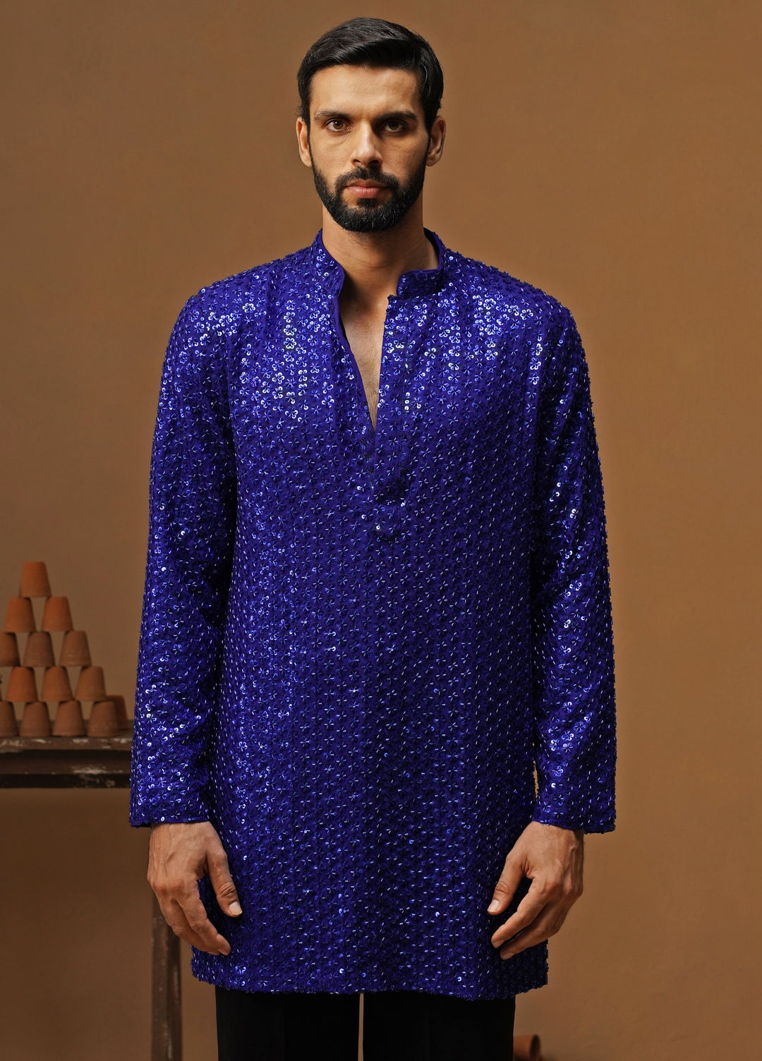 Royal Blue Georgette Short Kurta Set