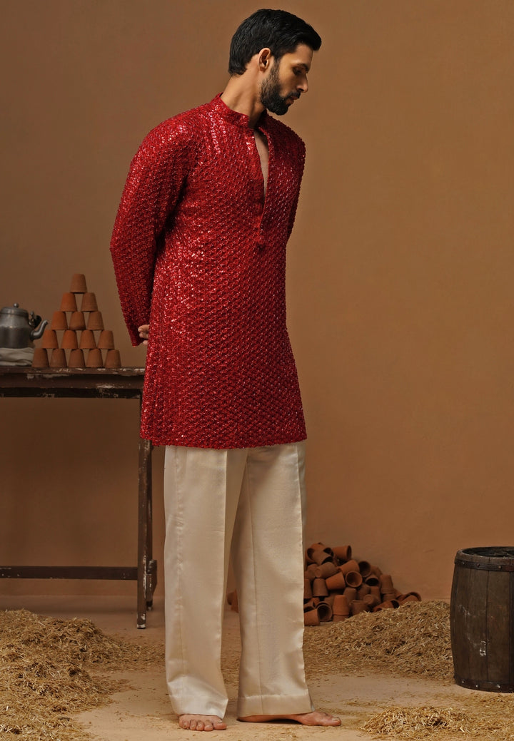 Red Georgette Short Kurta Set