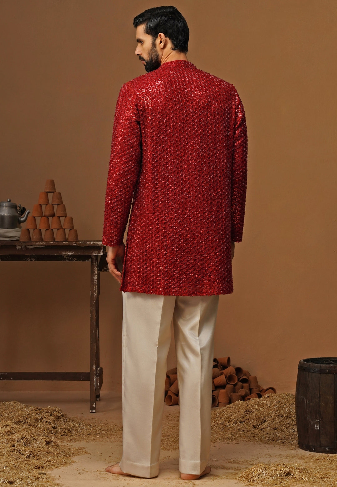 Red Georgette Short Kurta Set