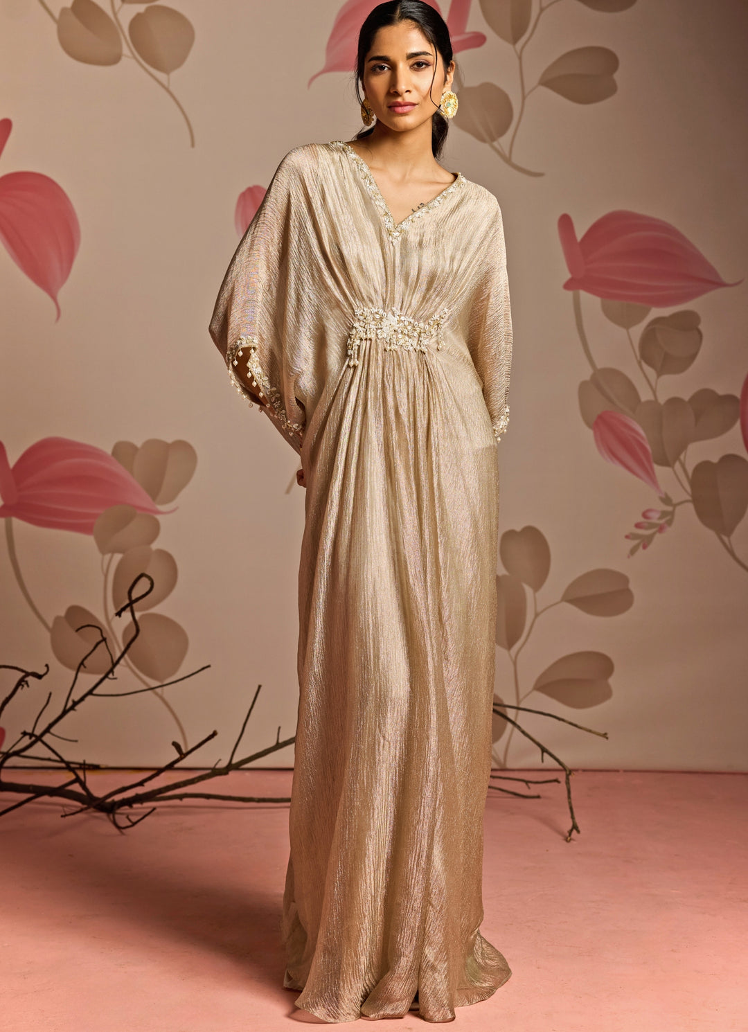Gold Embroidered Kaftan Set