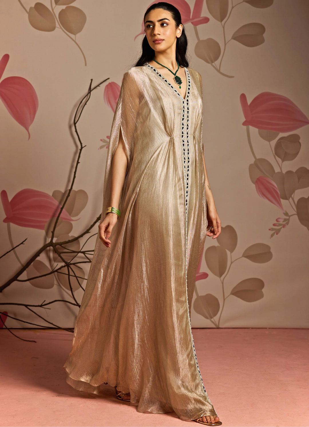 Gold Embroidered Kaftan Set