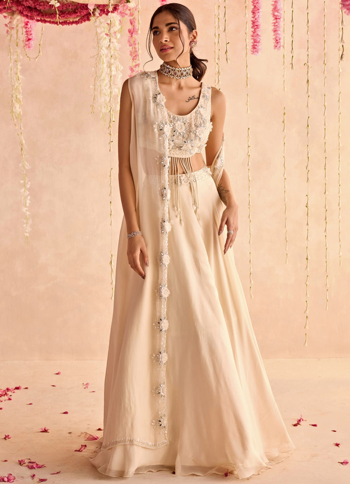 Ivory Embroidered Lehenga Set