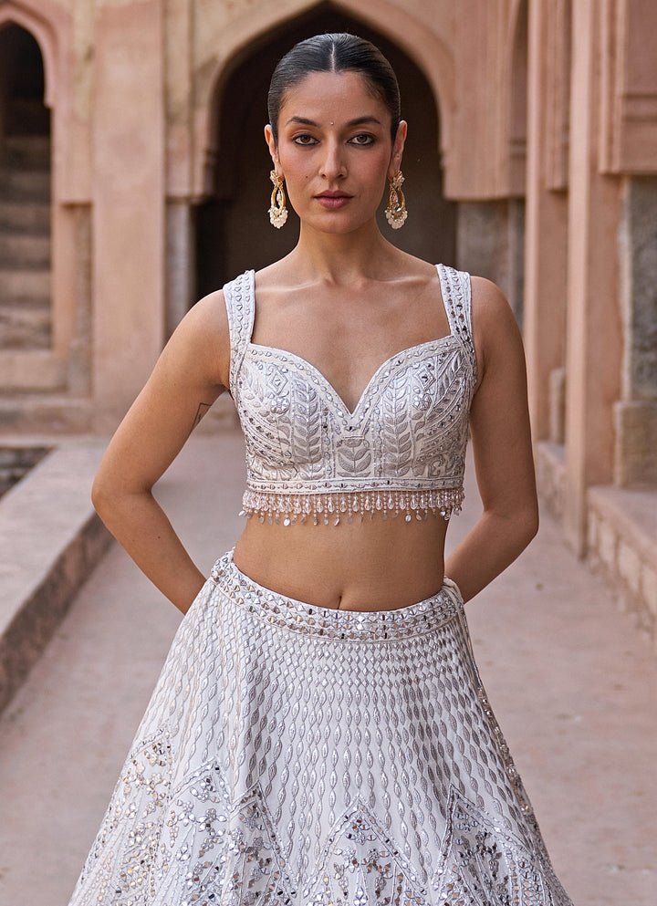 Ivory Raw Silk Lehenga Set