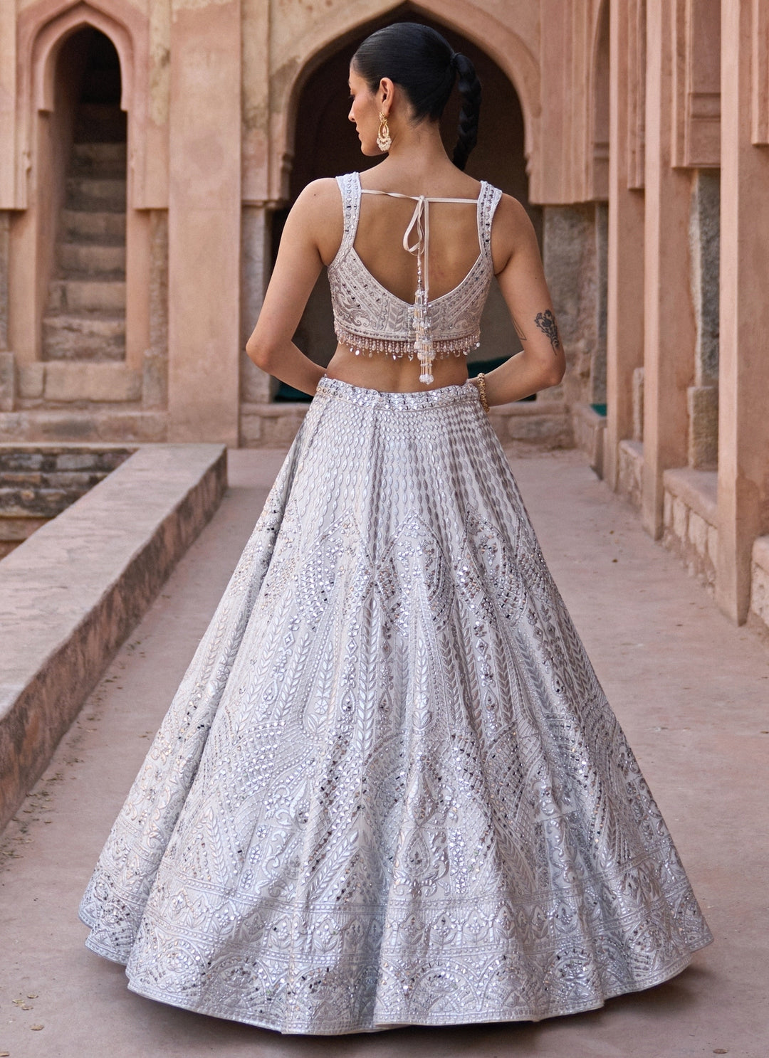 Ivory Raw Silk Lehenga Set
