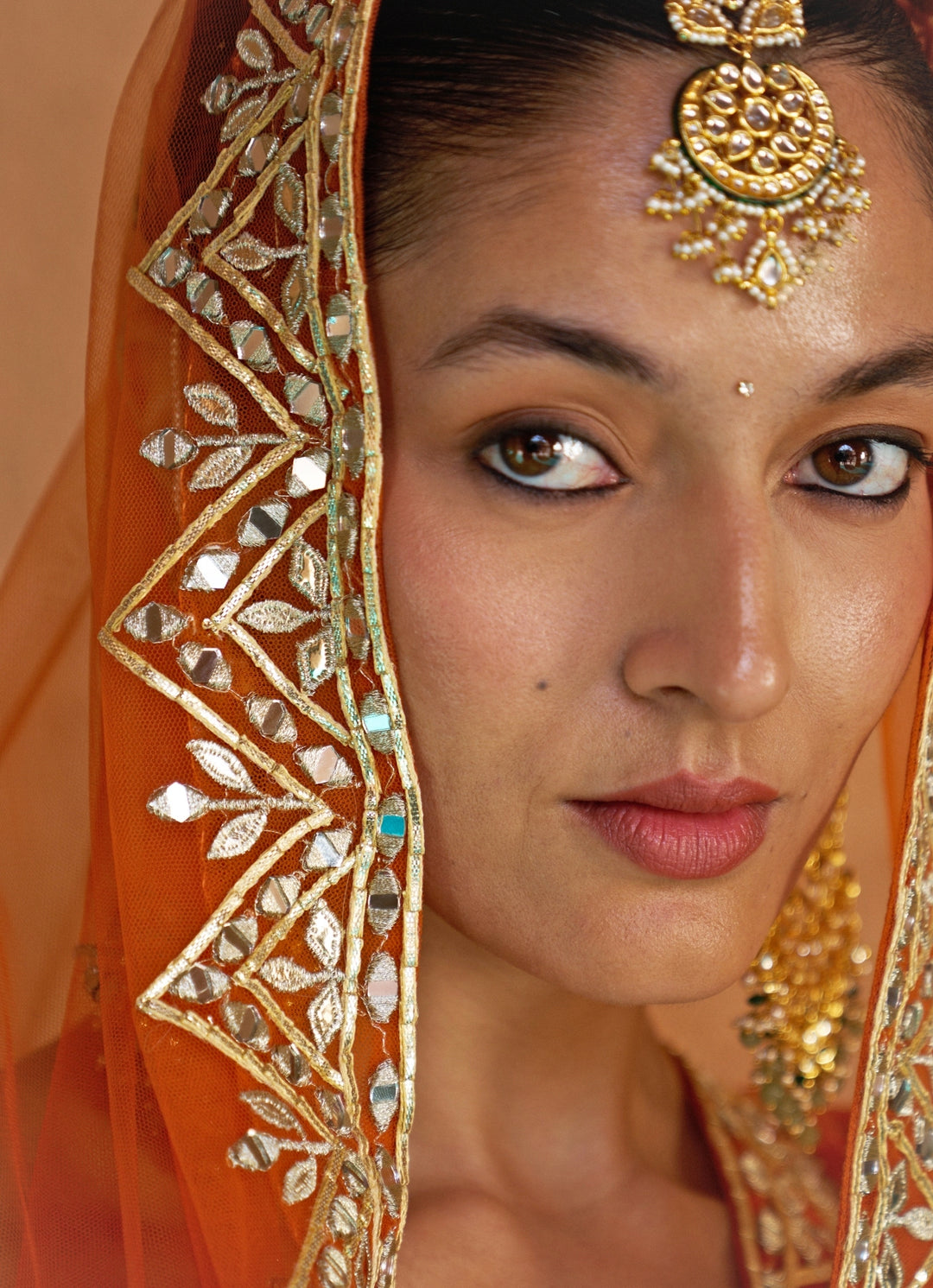 Rust Orange Organza Lehenga Set