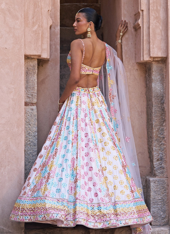 Blush Pink Multicolour Raw Silk Lehenga Set