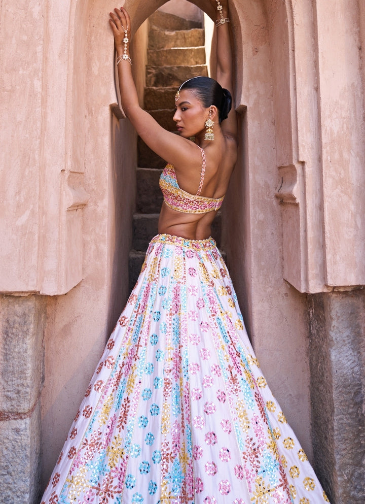 Blush Pink Multicolour Raw Silk Lehenga Set