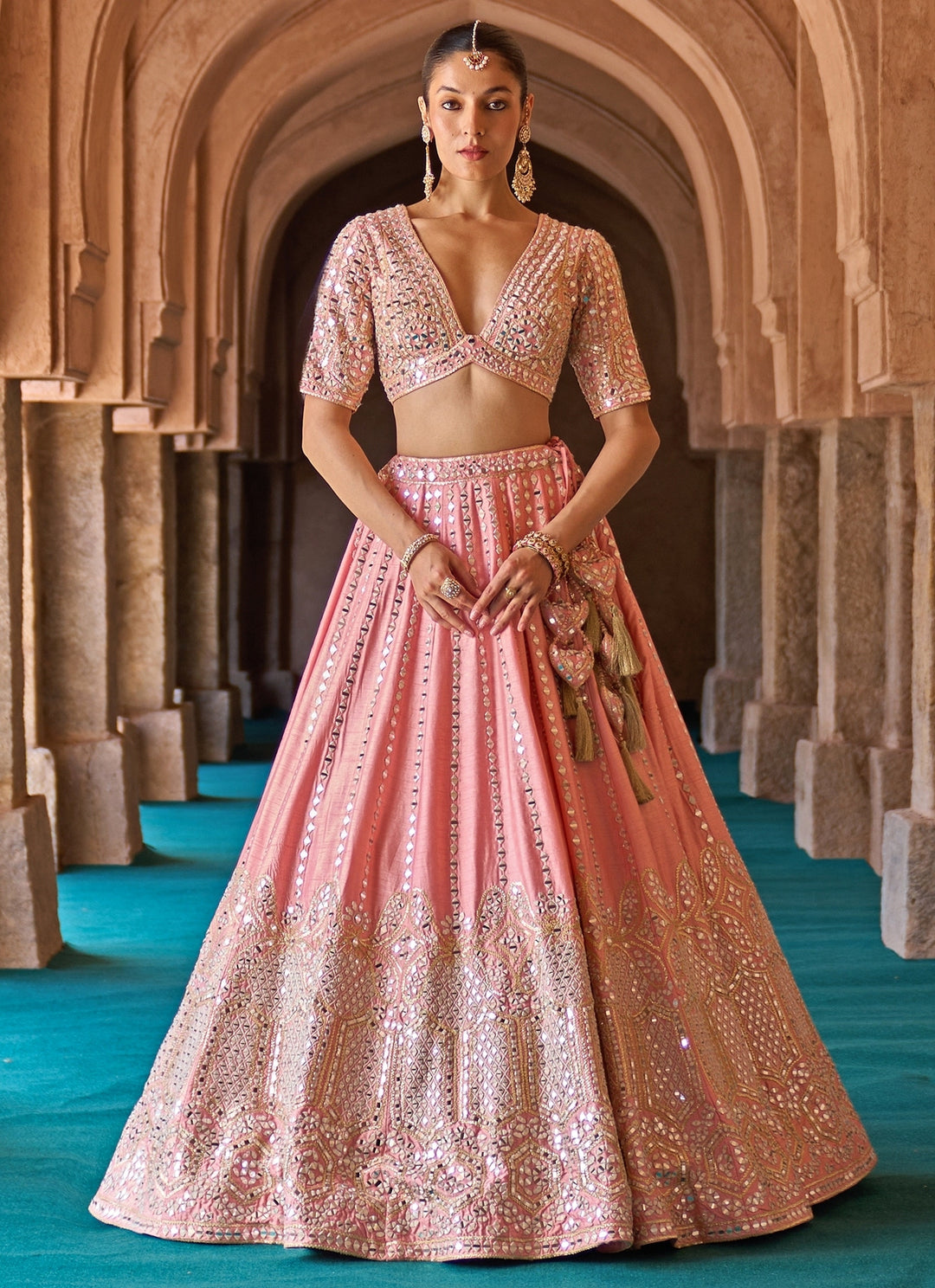 Blush Pink Raw Silk Lehenga Set