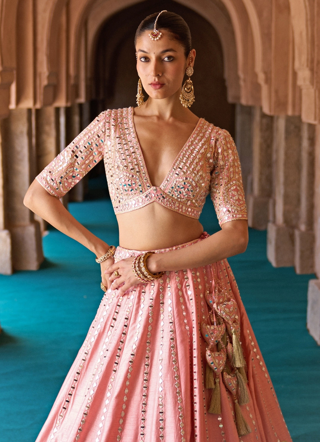 Blush Pink Raw Silk Lehenga Set