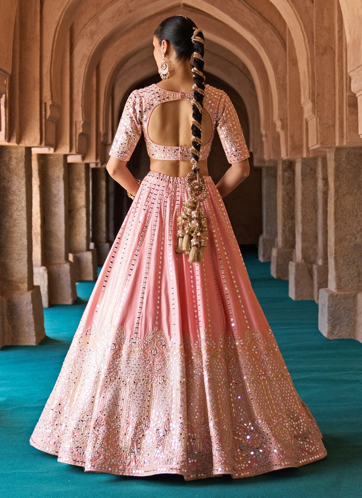 Blush Pink Raw Silk Lehenga Set