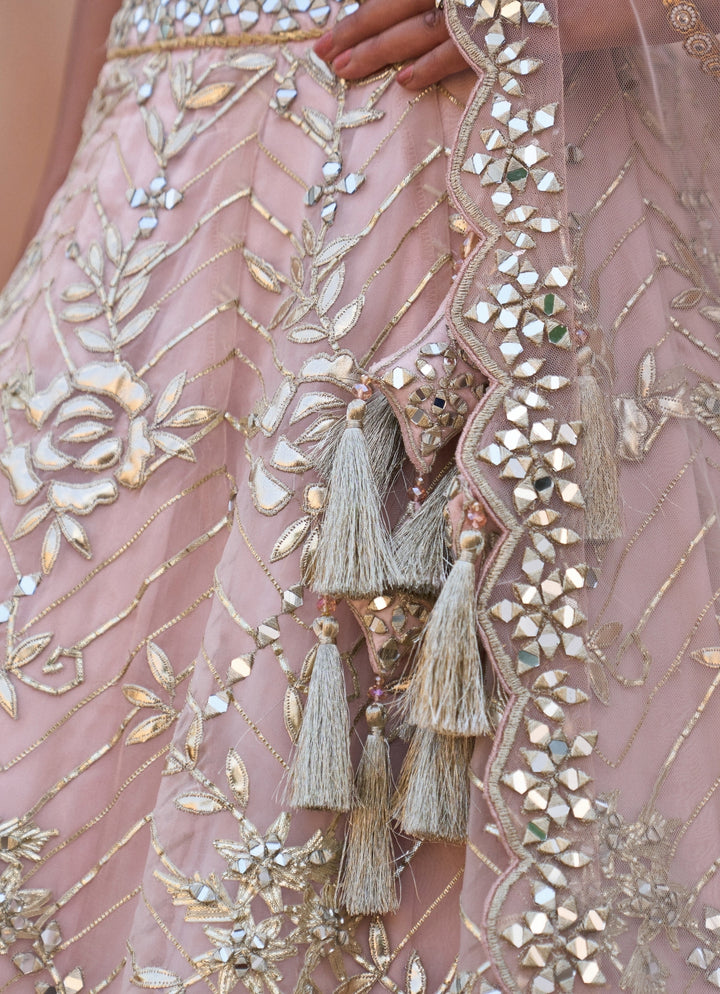 Dusty Peach Organza Lehenga Set