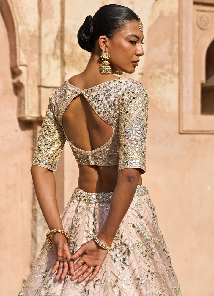 Dusty Peach Organza Lehenga Set